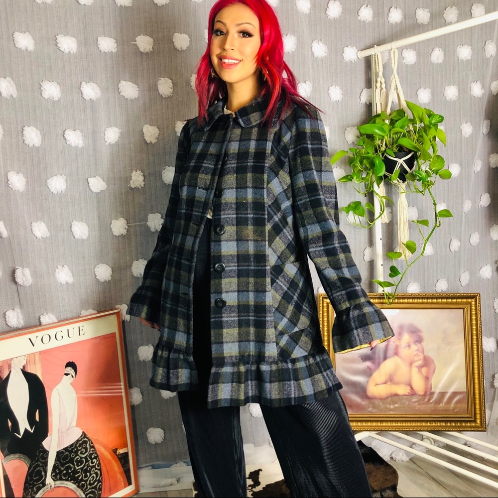 Plaid pea coat